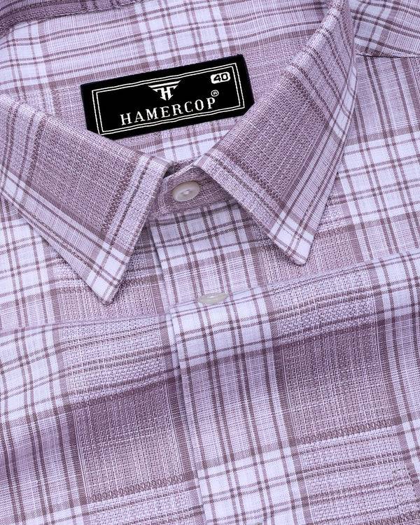 Fifa Onion Pink With White Dobby Check Formal Cotton Shirt