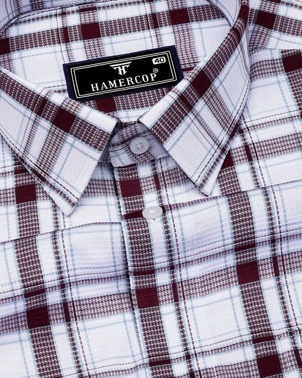 Eden Wine Purple With White Waffle Dobby Check Shirt