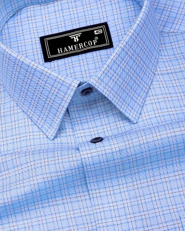 Edessa Blue Formal Check Premium Giza Shirt