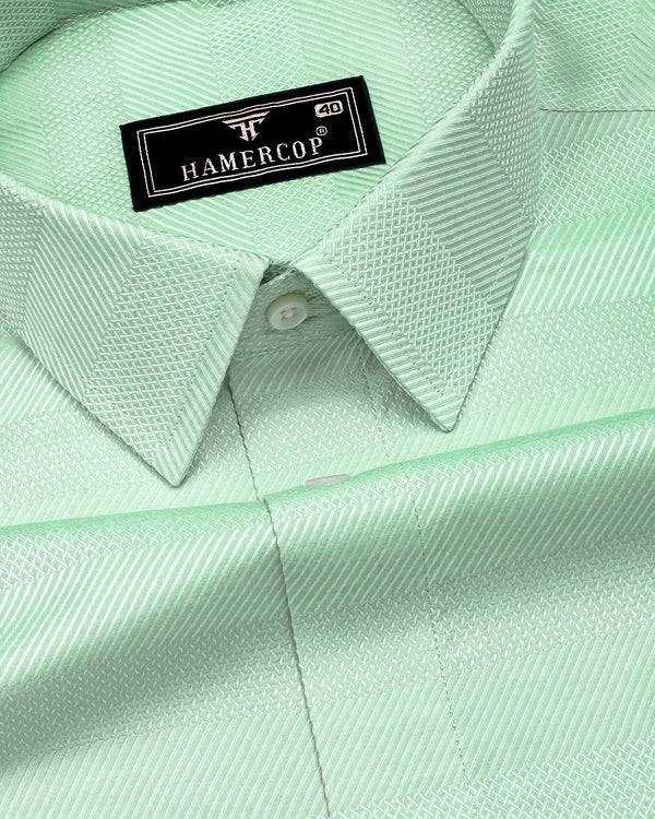 Fleesy Green Jacquard Weft Stripe Premium Giza Shirt