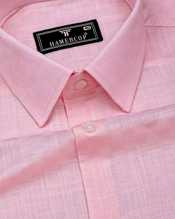 Liza Pink Amsler Dobby Cotton Solid Shirt