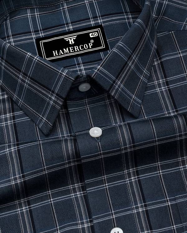 Nizomi Gray With White Twill Check Dobby Cotton Shirt