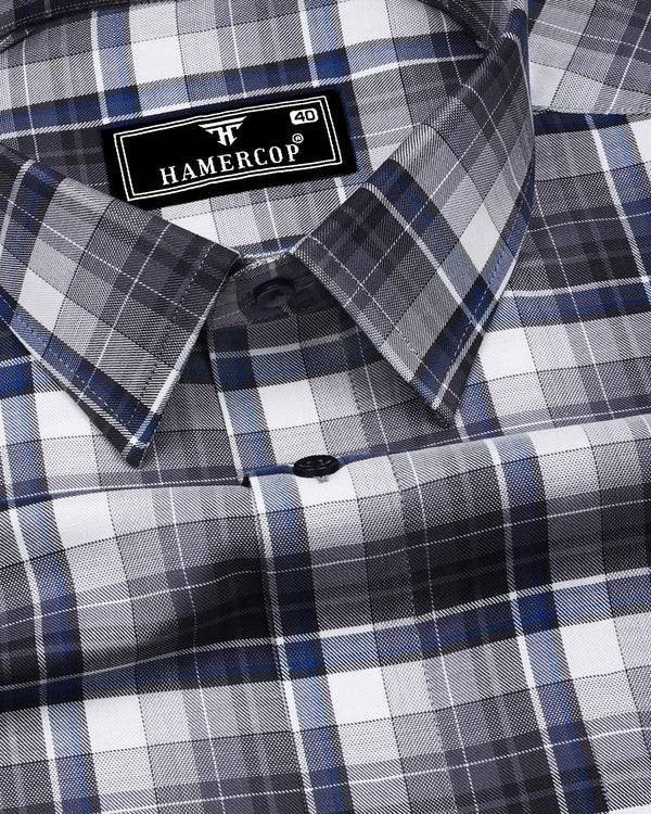 Opera Gray With White Twill Check Premium Cotton Shirt