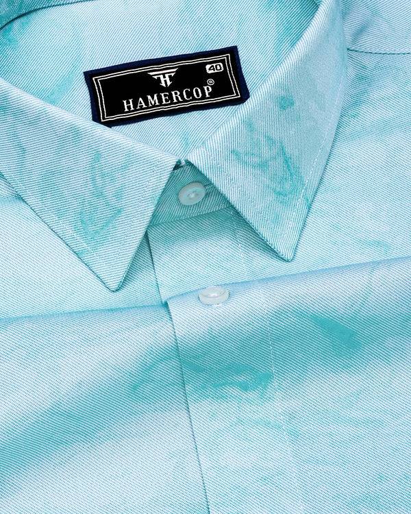 Mountain Aqua Blue Twill Premium Cotton Shirt