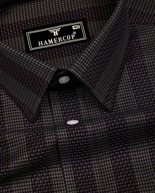 Apache Dusty Green Houndstooth Stripe Premium Giza Shirt