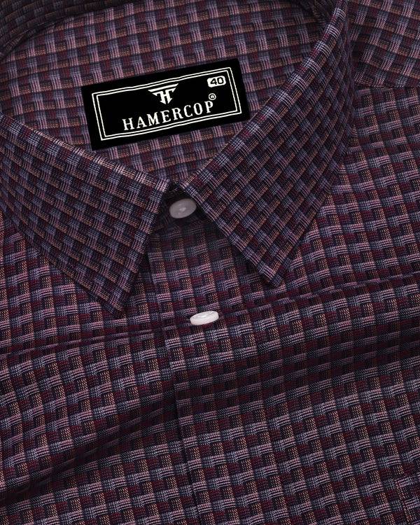 Resin Wine Multicolour Check Premium Giza Shirt