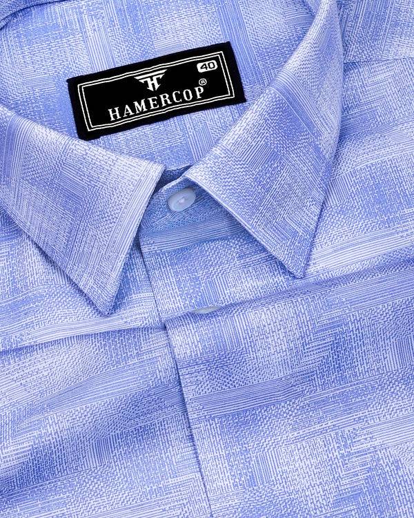 Wuhan Blue White Printed Formal Cotton Shirt