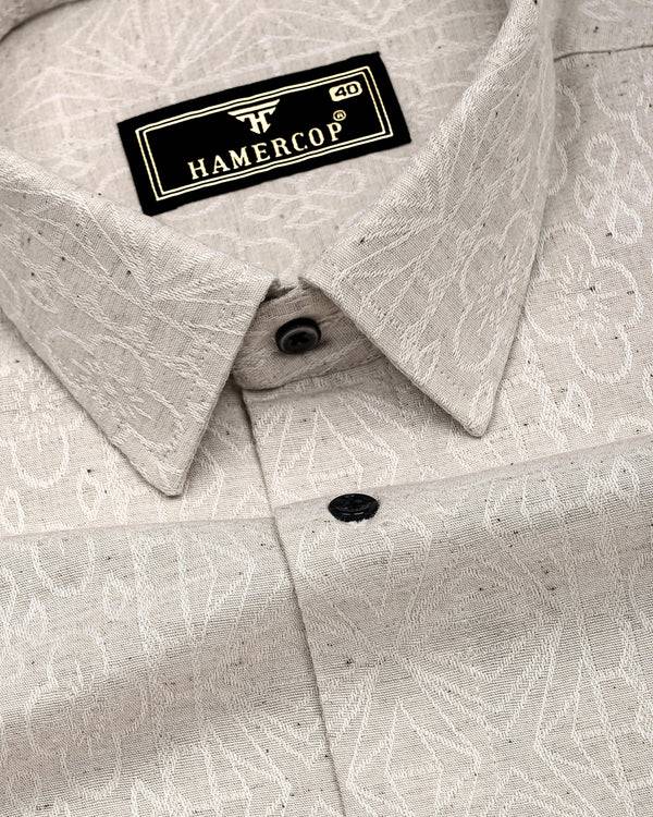 Alabaster Cream Dobby Textured Cotton Shirt