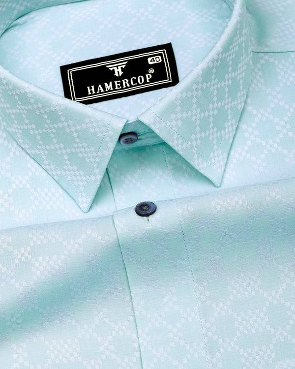 Maxican Mint Green Jacquard Textured Cotton Shirt