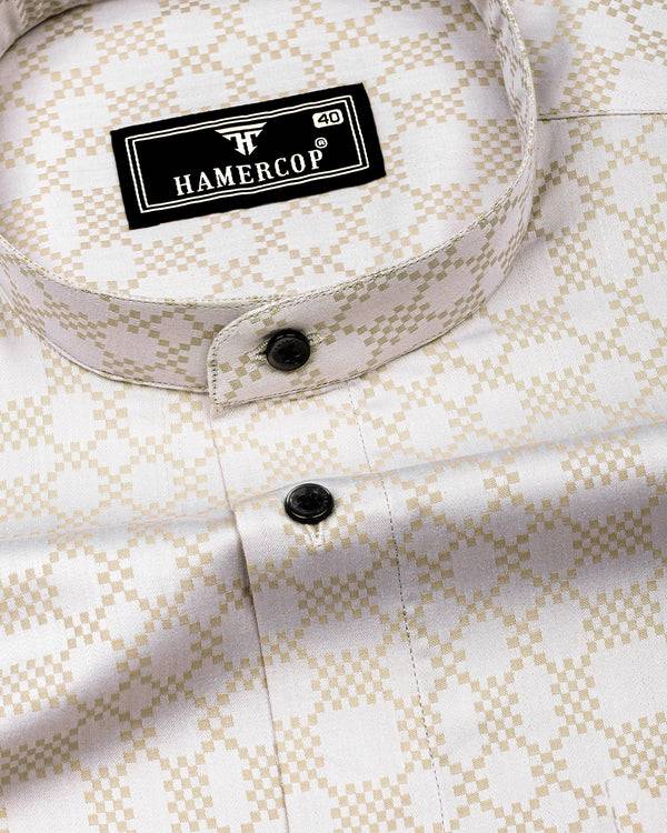 Maxican Cream Jacquard Textured Cotton Shirt