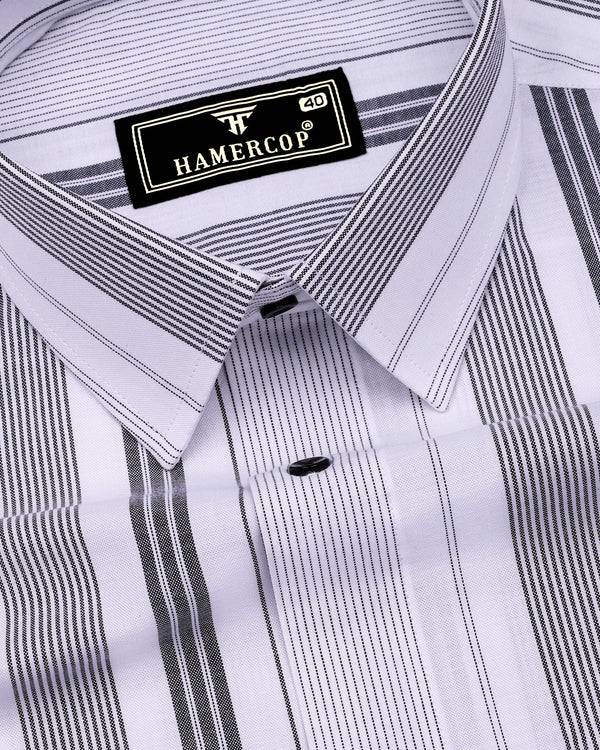 Tista White With Black Stripe Oxford Cotton Shirt