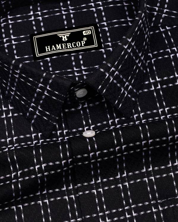 Coorg Black With White Dobby Check Cotton Shirt