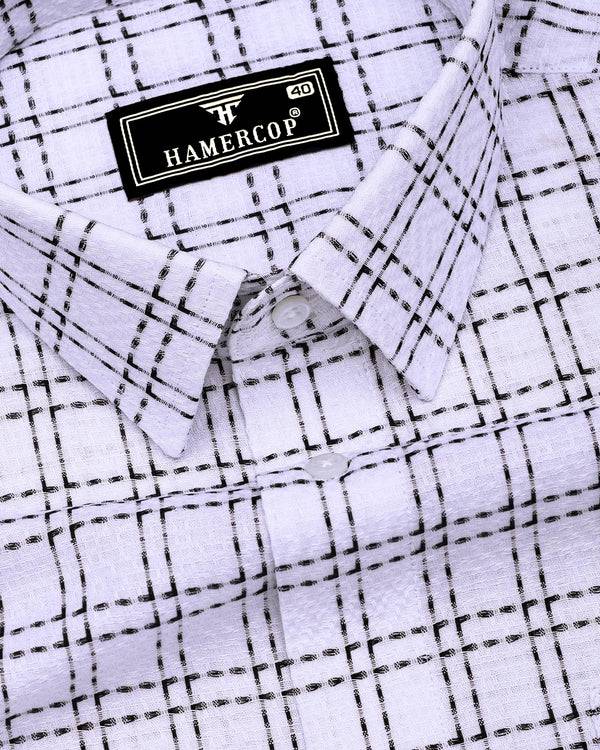Coorg White With Black Dobby Check Cotton Shirt