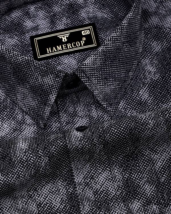 Silycon Black With Gray Printed Cotton Shirt