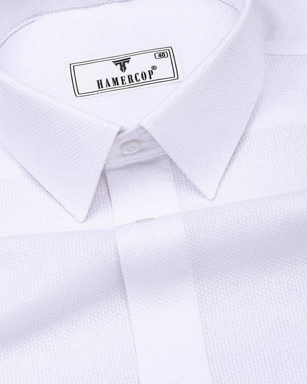 White Python Dobby Texture Solid Cotton Shirt