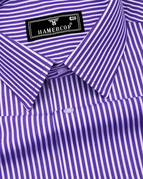 Scamp Purple With White Stripe Formal Cotton Shirt