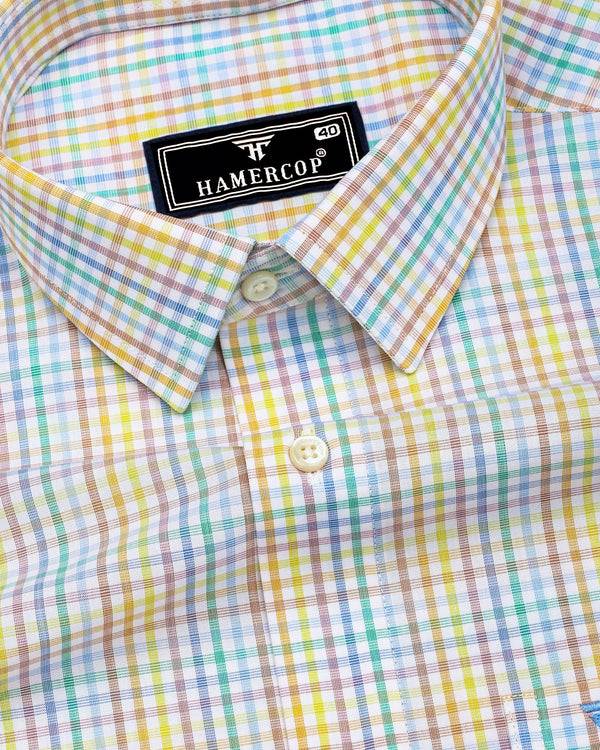 Rainbow Wave Multicolored Check Cotton Shirt