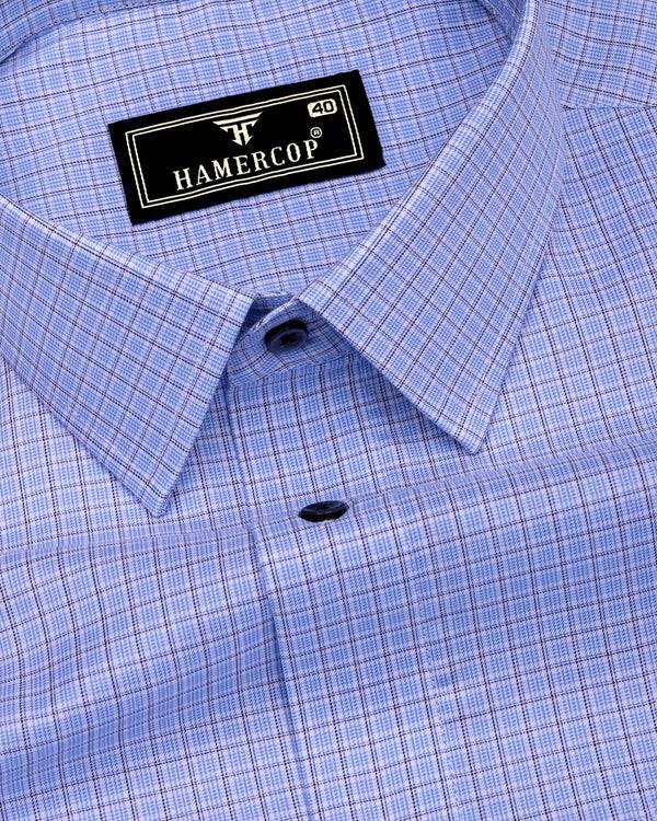 Shark Blue With Black Check Premium Giza Shirt