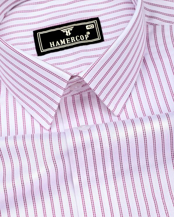 Pink Pin Stripe Formal Cotton White Shirt