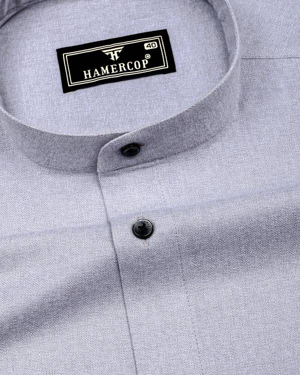 Thermal Gray Plaid Flannel Solid Heavy Cotton Shirt