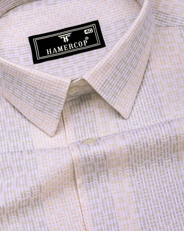 Jasper Cream With White Dobby Textured Cotton Shirt