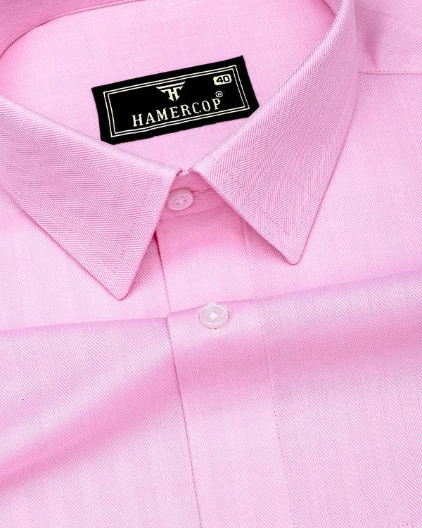 Dolphin Pink Self Stripe Premium Giza Shirt