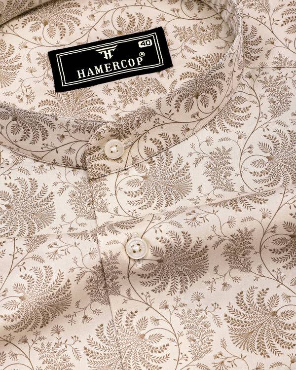 Cream Valley Printed Satin Cotton Shirt