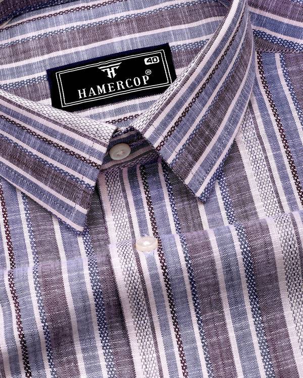 Ohio Purple With Blue Dobby Stripe Cotton Shirt