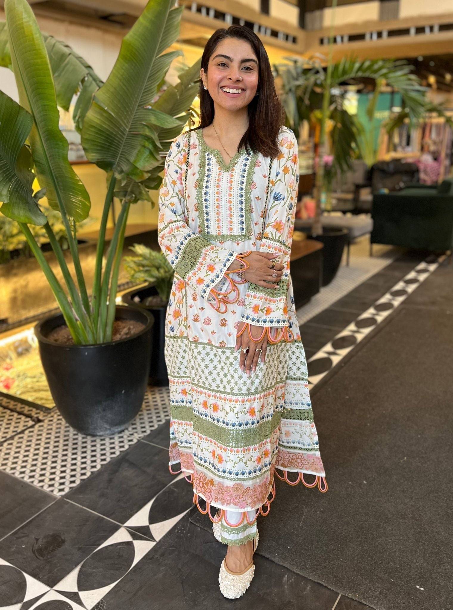 Sanny Cotton Printed White Kurta Set