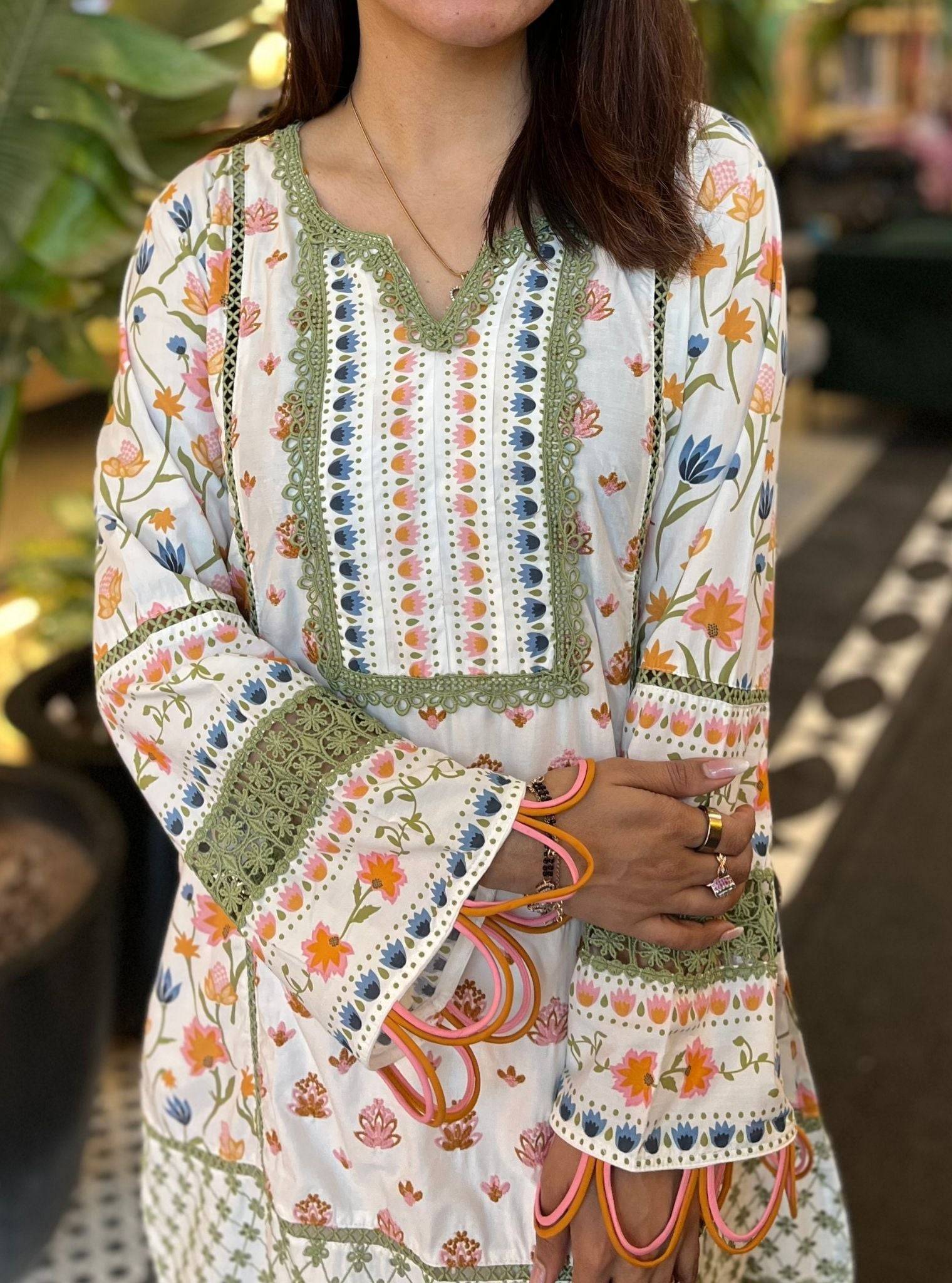 Sanny Cotton Printed White Kurta Set