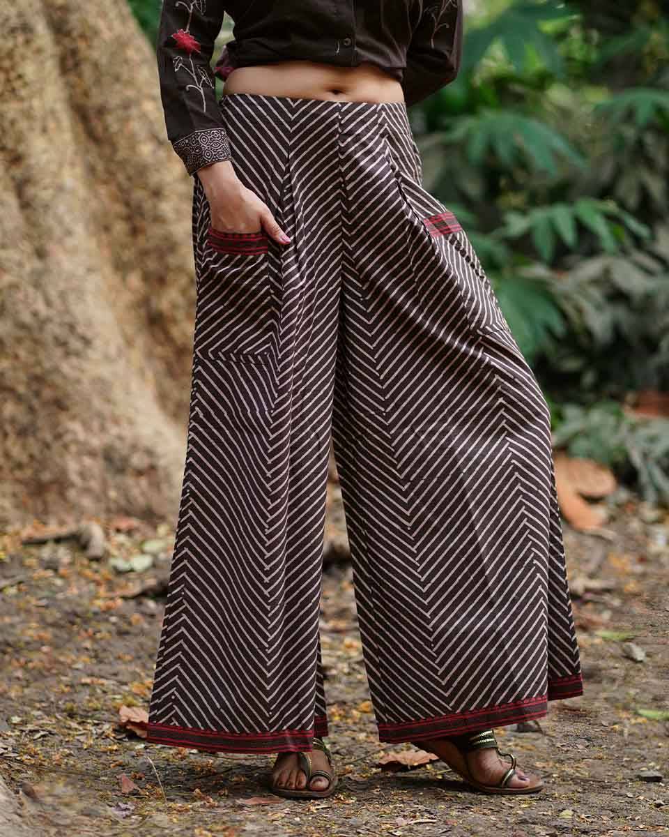 Pankhuri Brown Block Printed Cotton Pant - WW