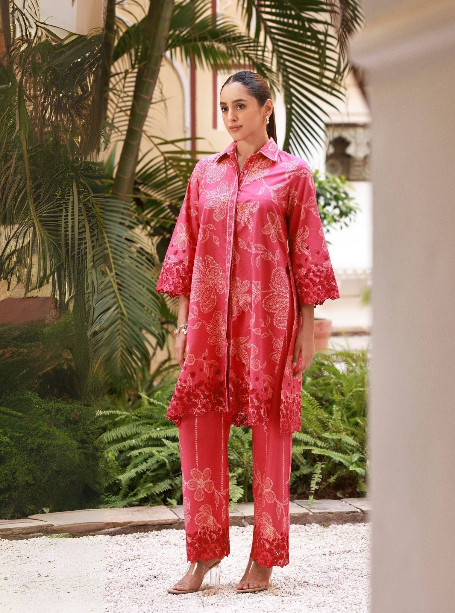 Neris Cotton Printed Fuschia Co-ord Set