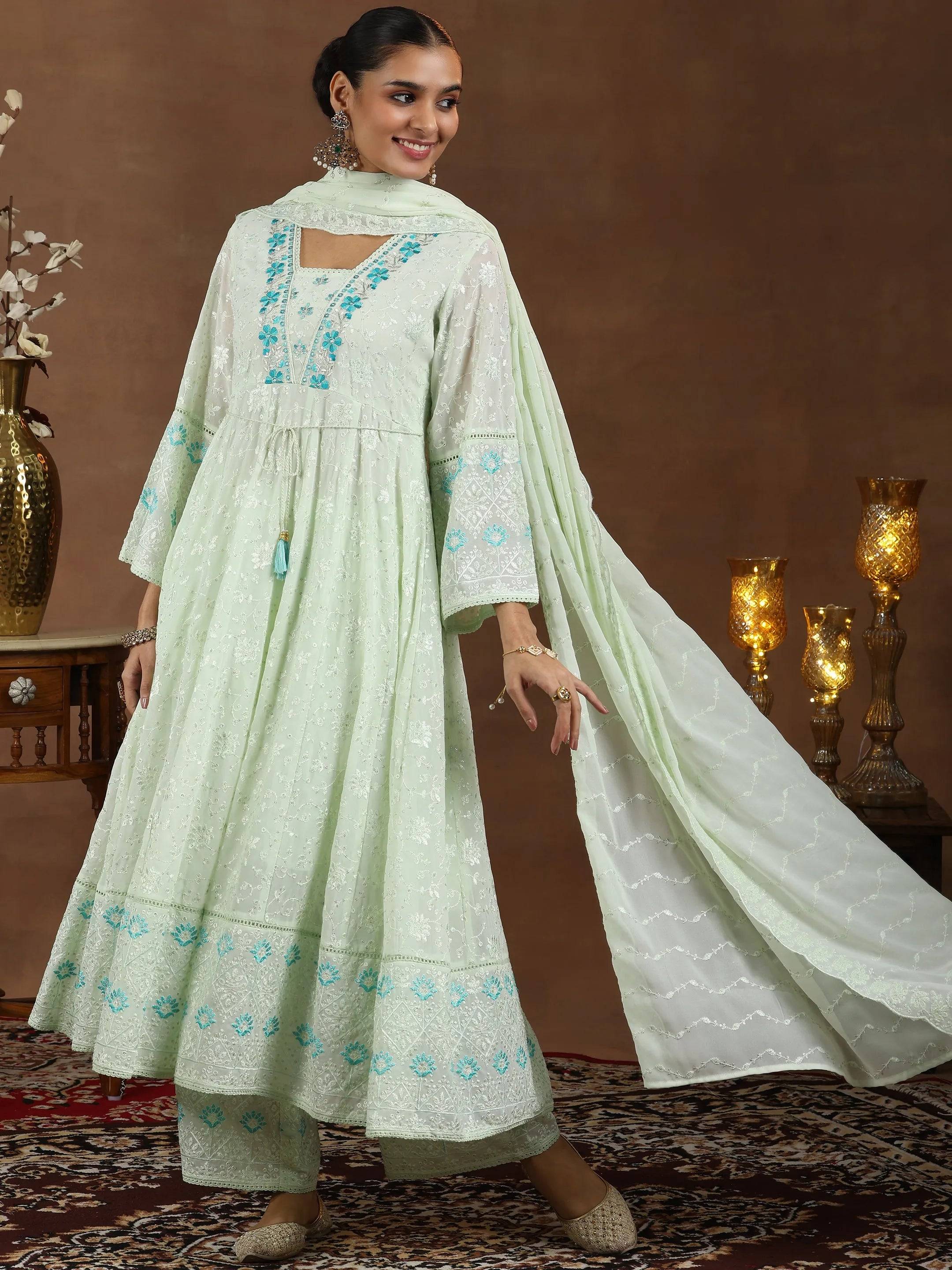 Green Embroidered Georgette Anarkali Su... Buy only at ₹7499