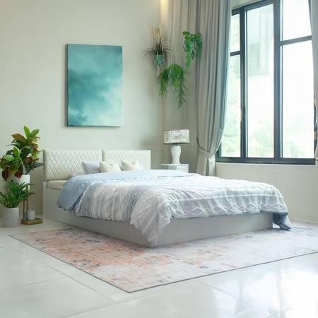 Lush Deluxe Engineered Wood Queen Size Bed In White Finish