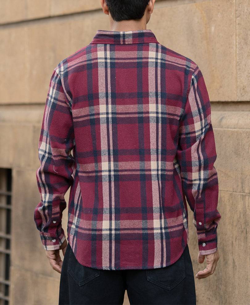Maroon Flannel Checks Shirt Buy @ ₹899