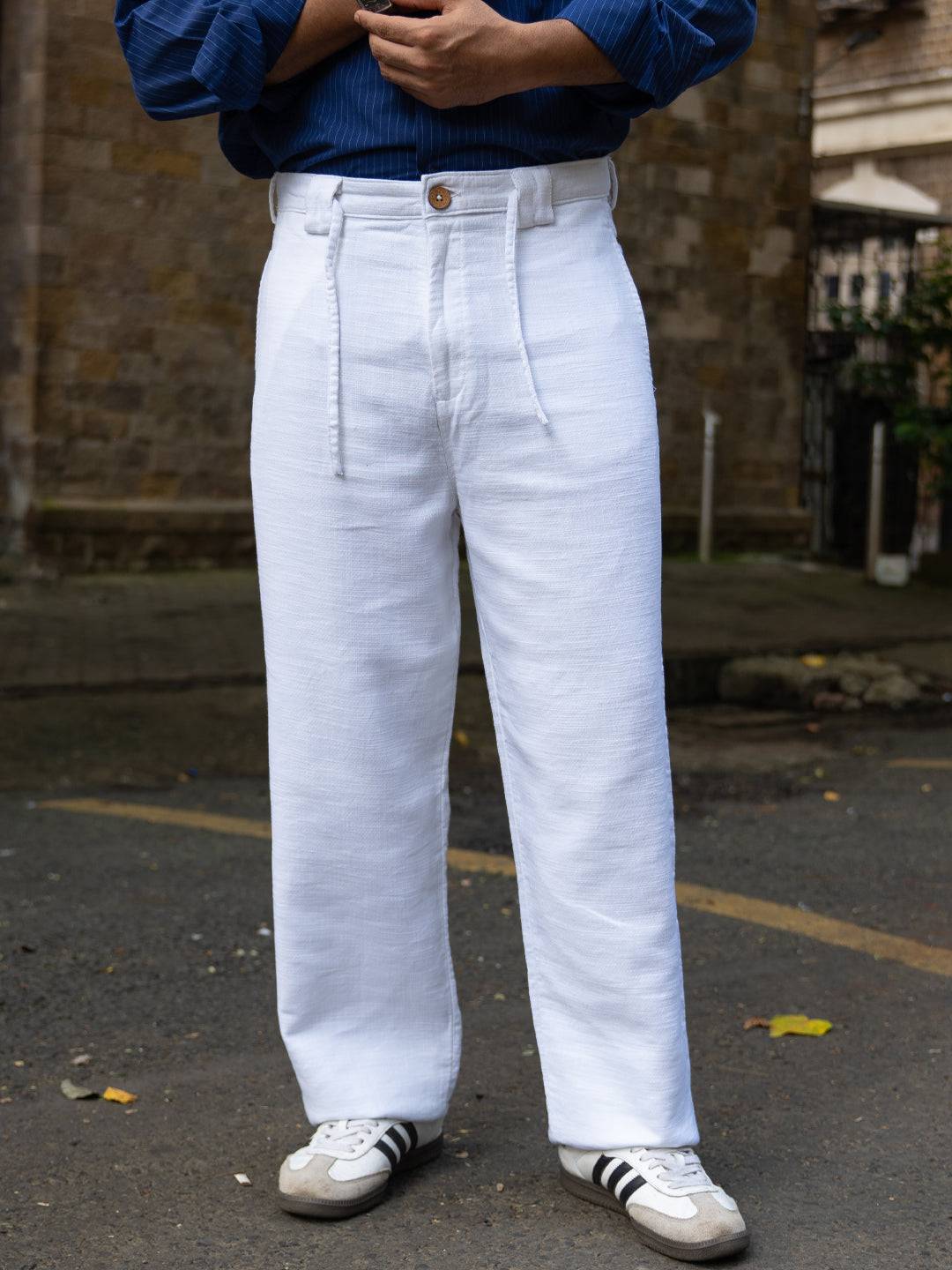 White Baggy Fit Cotton Trousers Buy @ ₹1399