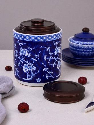 Sakura Blue & White Porcelain Storage Jar