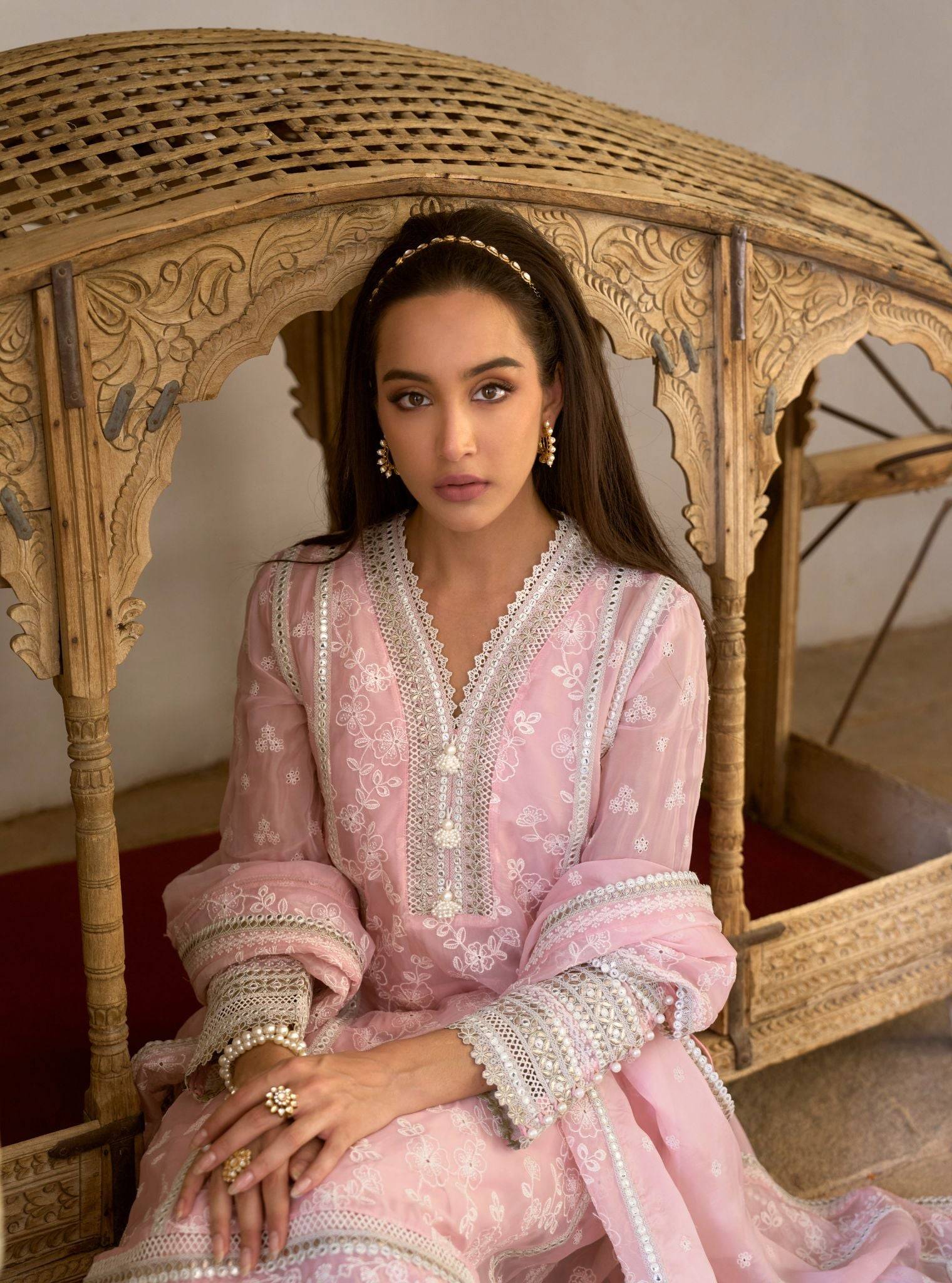 Lomika Organza Pink Anarkali Set