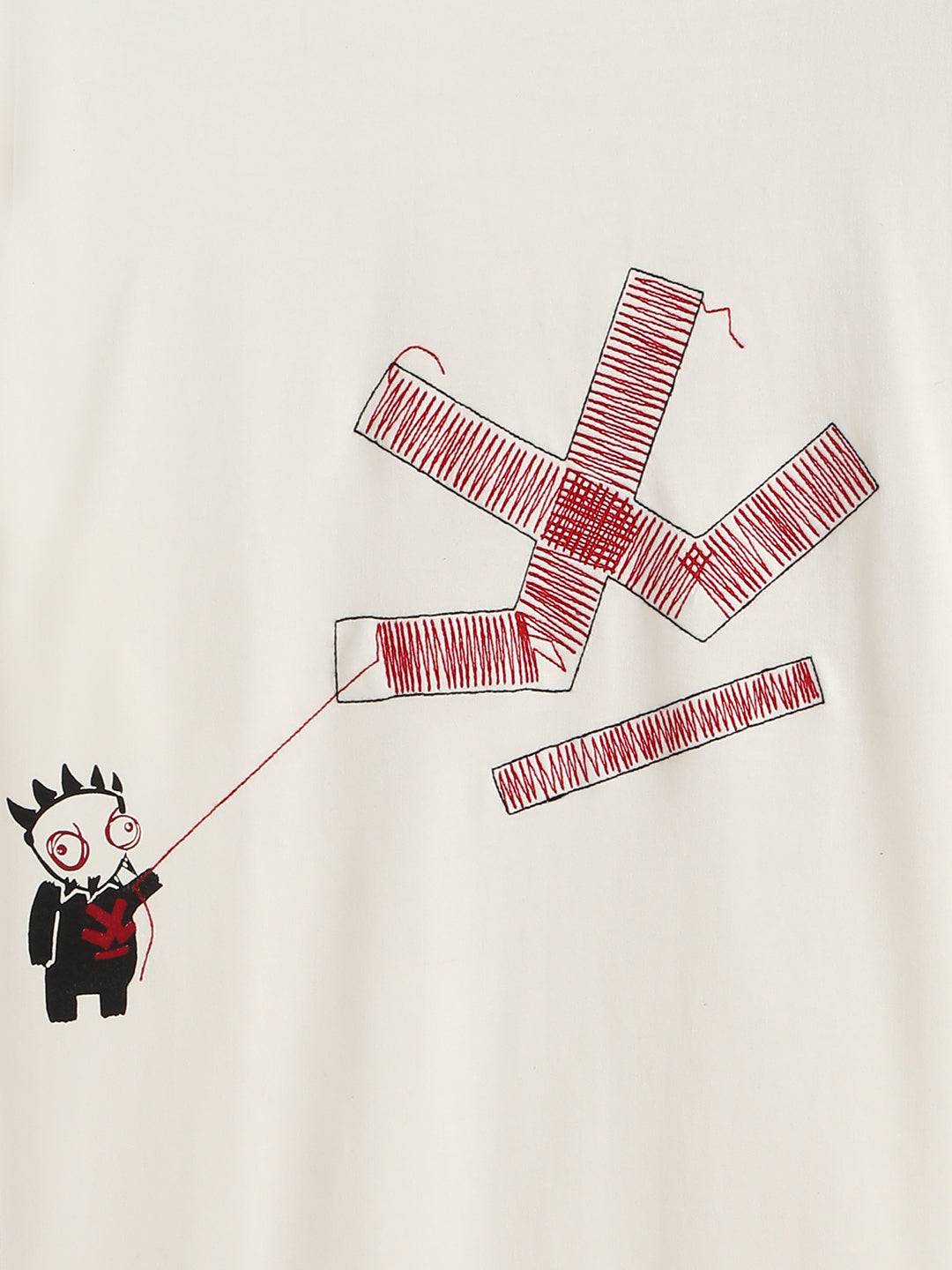 Embroidered Logo Oversized T-Shirt | Off White