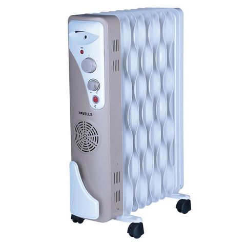 Havells 9 Wave Fins, 2400 Watts Oil Filled Radiators Room Heater with PTC Fan (OFR9F, Beige) Buy only at ₹9999