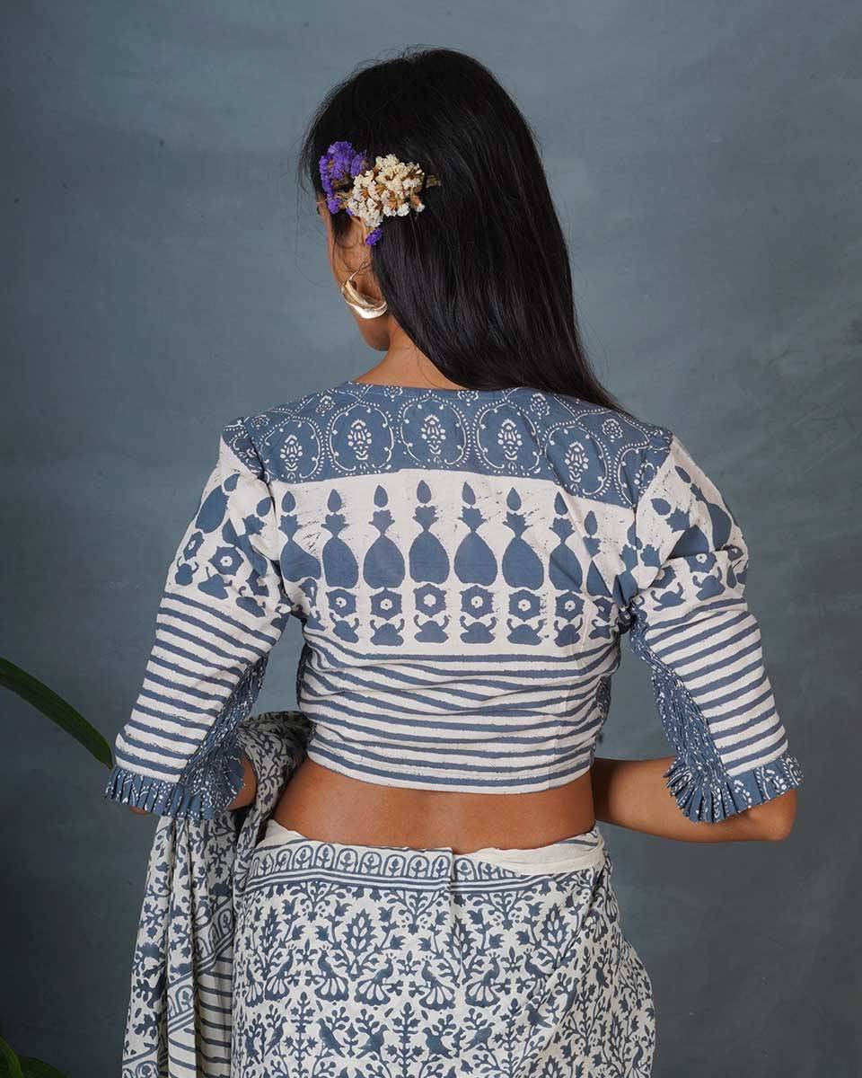 Dim Silver Grey Block Printed Blouse - BMS