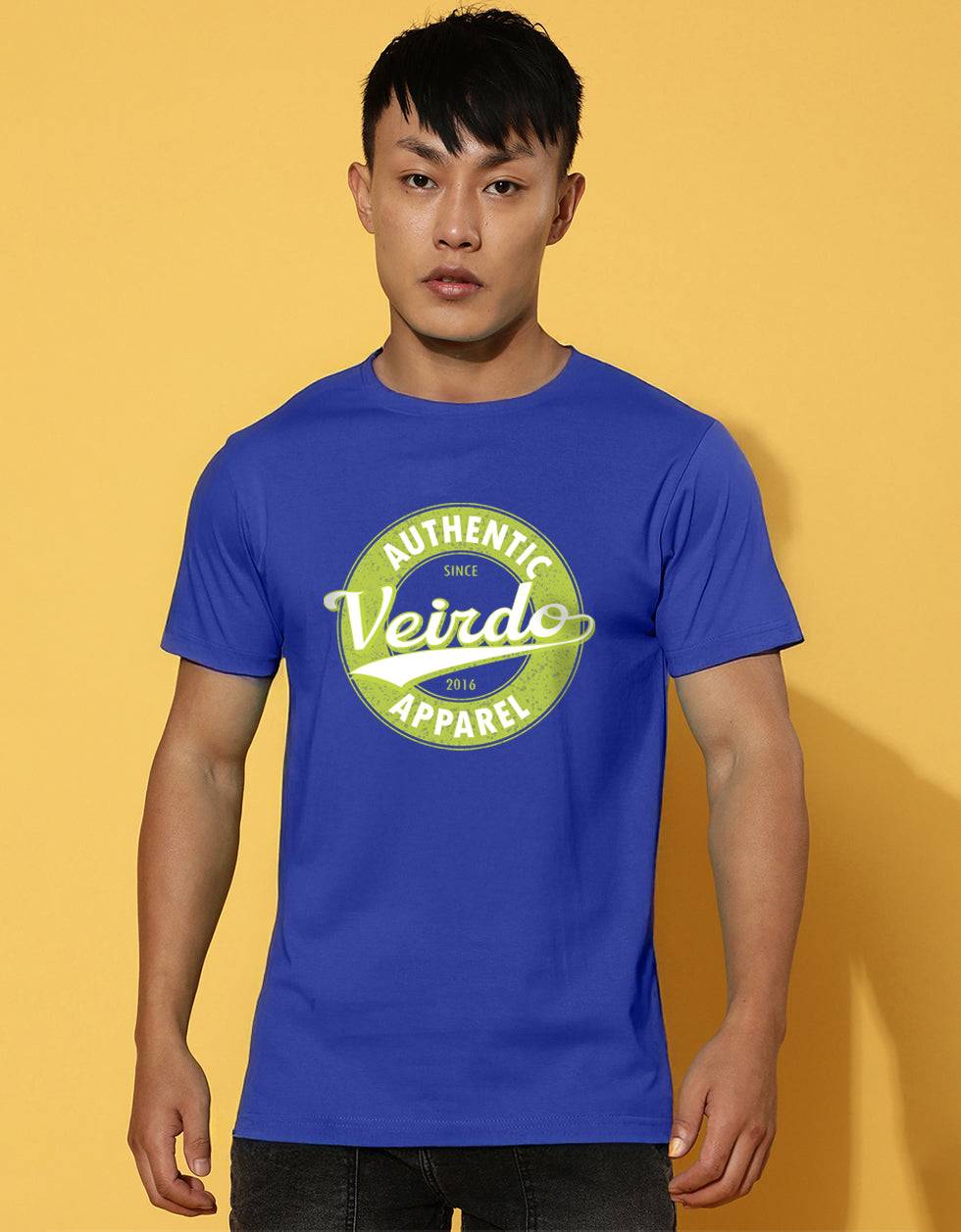 Veirdo Authentic Royal Blue Regular Fit Printed T-shirt