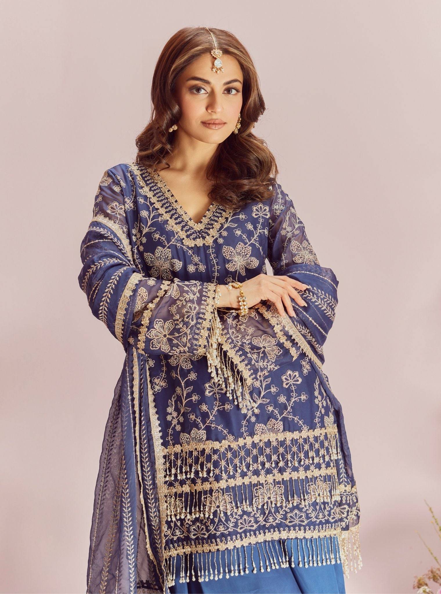 Raag Organza Navy Kurta Set