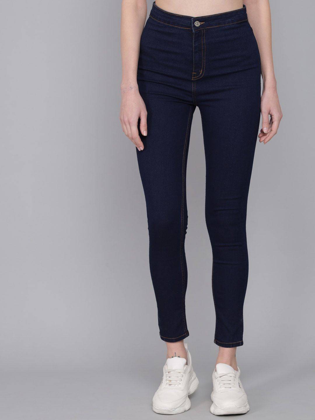 Kotty Women Blue Jean Skinny Fit High-Rise Cropped Jeans