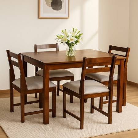 Buy Globally Indian Sheesham Wood 4 Seater Dining Table Set With 4 ...