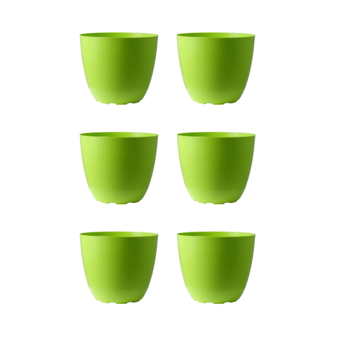 Set of 6 - 4 Inch Green Premium Orchid Round Plastic Pot