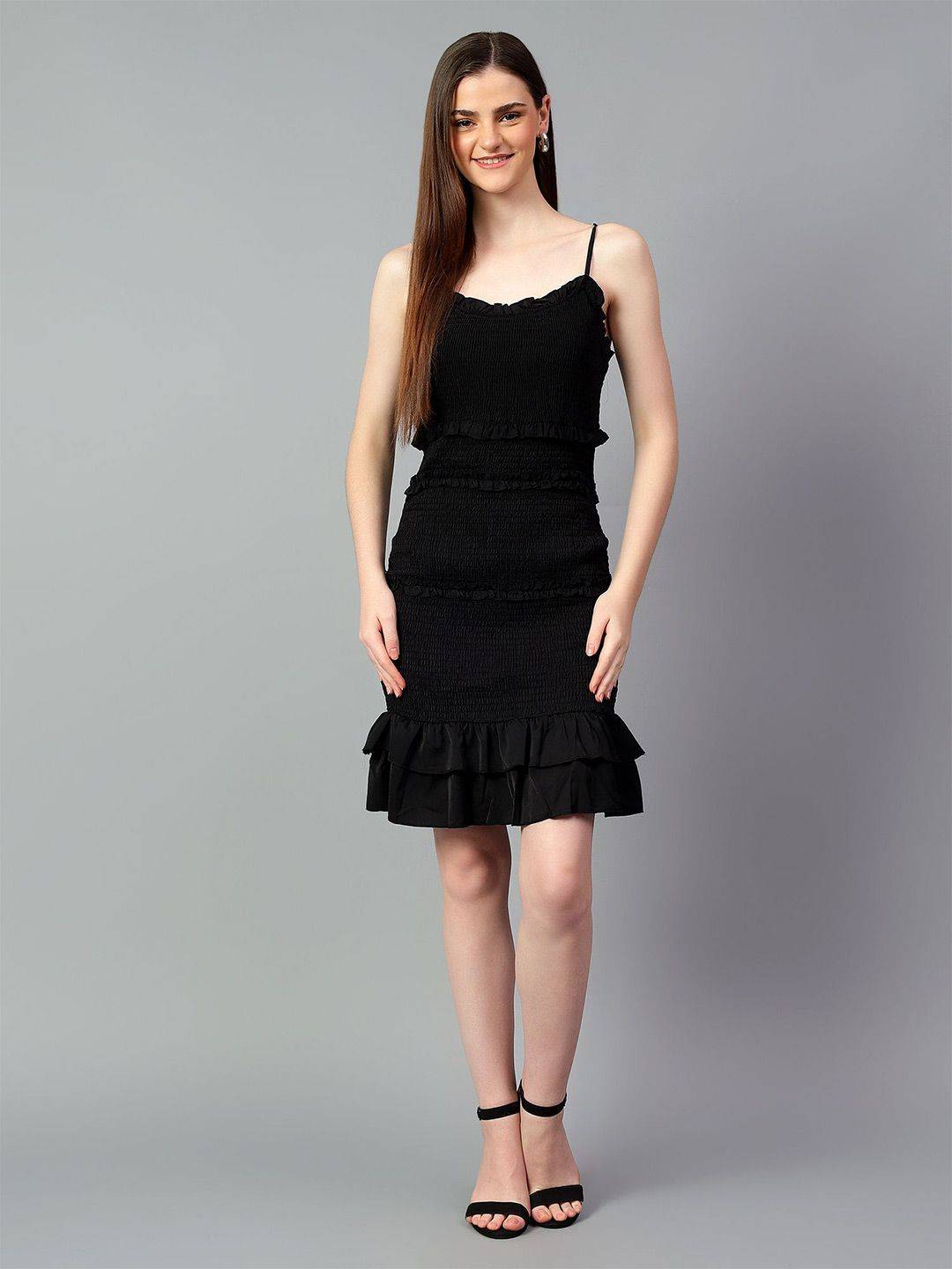 Kotty Women Ruffled A-Line Knee Length Sleeveless Dress