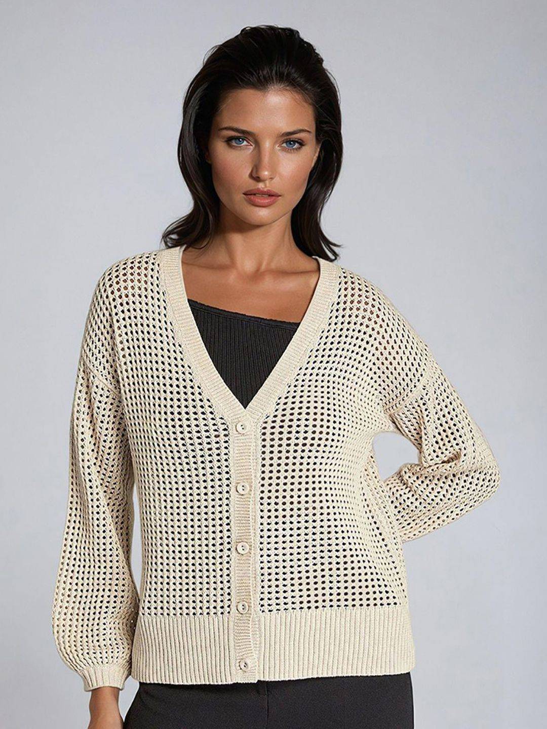 Kotty Women V-Neck Cotton Cardigan