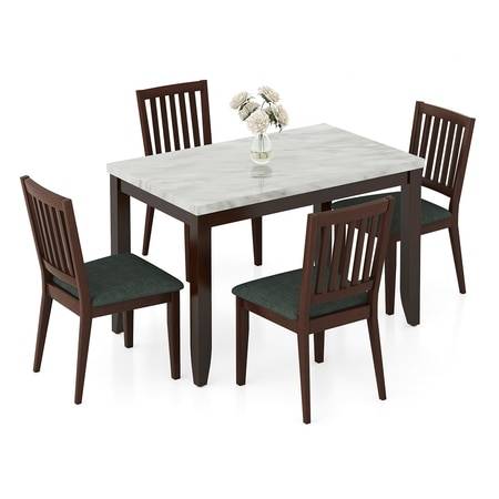 Matteo 4 Seater Dining Table Finish - Dark Walnut with set of 4 Diner Dining Chairs