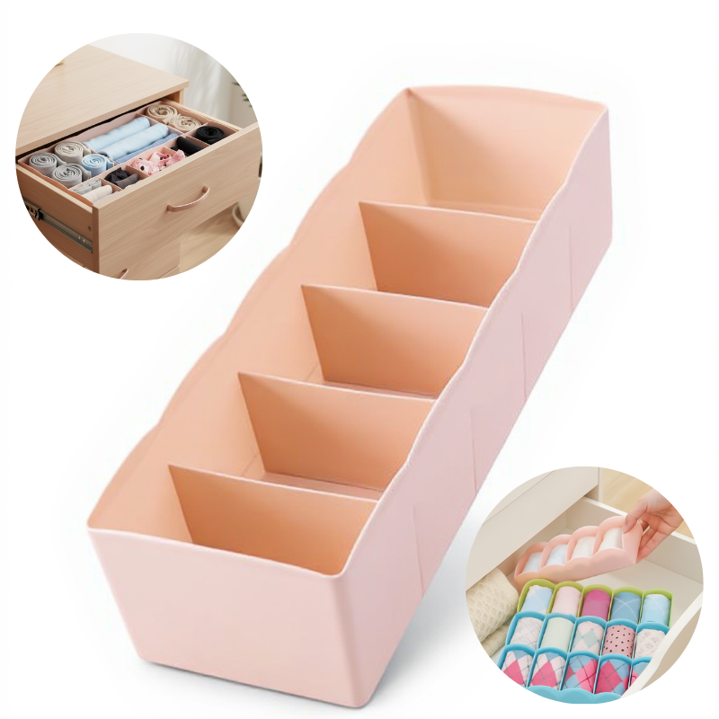 3 Pcs – 5-Compartment Plastic Storage Box | Closet Organizer for Underwear, Socks & Accessories Buy @ ₹249